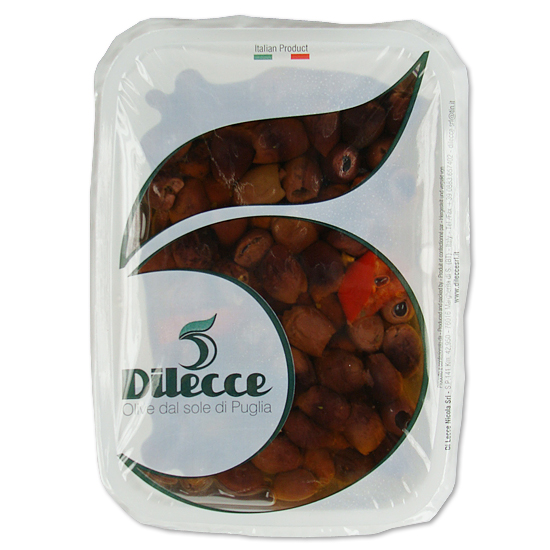 Olive Nere Snocciolate Piccanti / scharfe Oliven 450 g DI LECCE