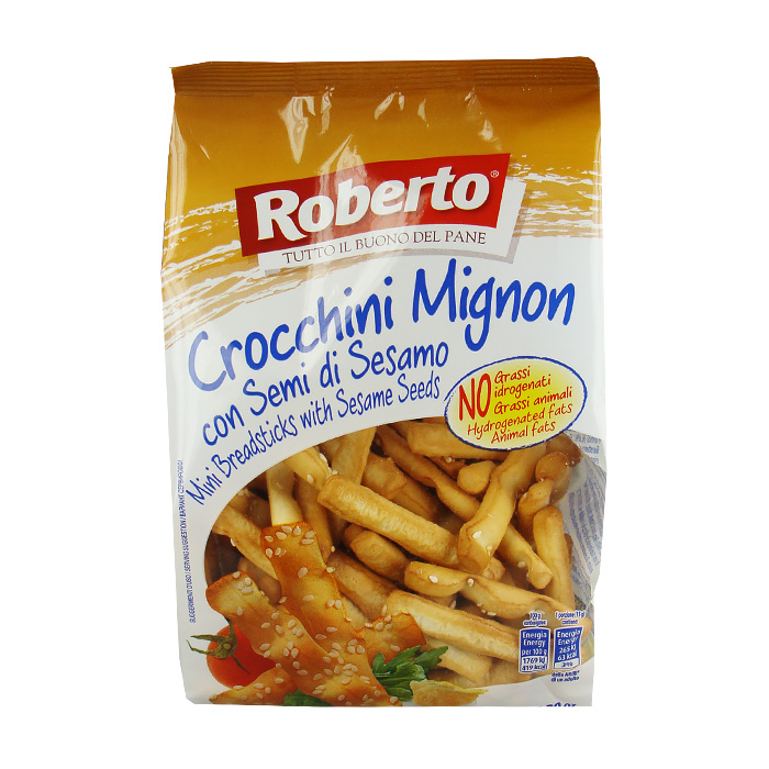 Crocchini Mignon con Semi di Sesamo 150 g ROBERTO / Kleine Grissini mit Sesam