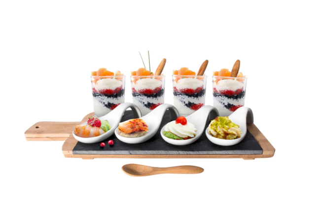 Set 4 Antipastiera c/Base+Cucchiaini GUSTO CASA