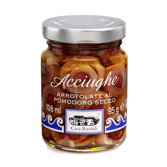 Acciughe Arrotolate al Pomodoro / Sardellen mit Tomaten 95 g CASA RINALDI