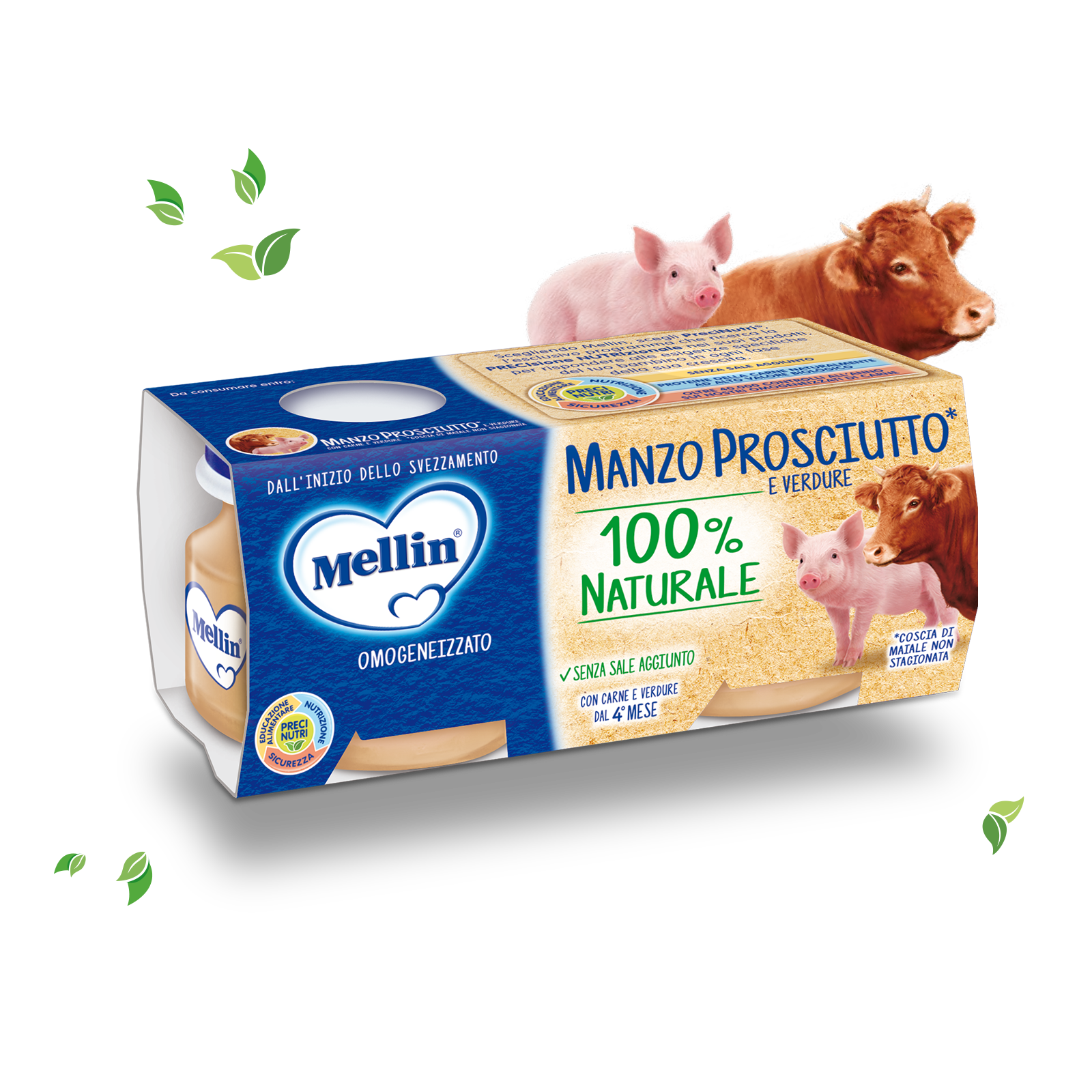 Mellin Omo Manzo e Prosciutto 2x80g