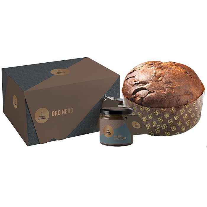 Oro Nero Panettone + Panettone mit Crema Caffè 1kg FIASCONARO