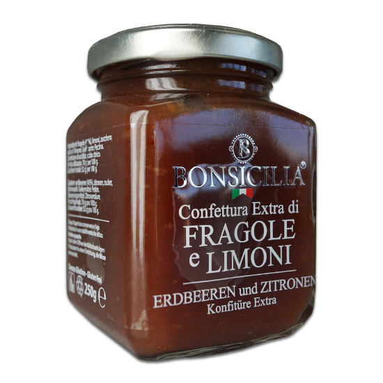 Confettura Extra di Fragole e Limoni / Marmelade aus Erdbeeren und Zitronen 250g BONSICILIA