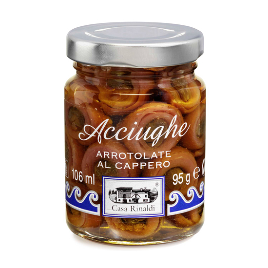 Acciughe Arrotolate al Cappero / Sardellen mit Capern 95 g CASA RINALDI